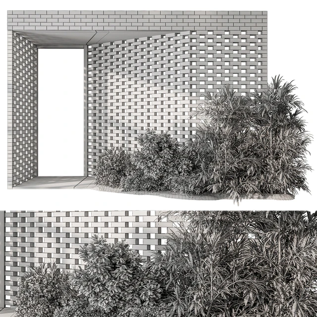 Outdoor Entrance Parametric Brick Wall - Architecture Element 54 — Скачать