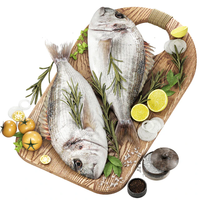 fresh fish with vegetables and herbs — Descargar