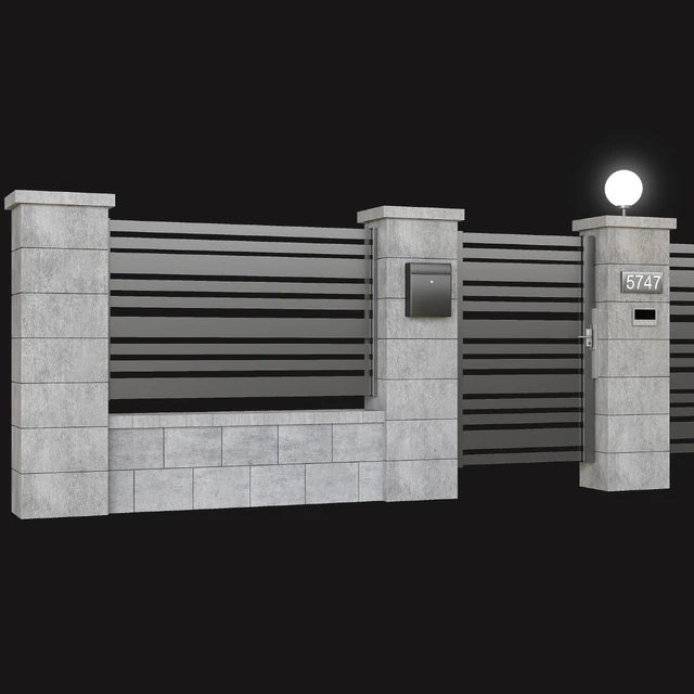 Fence with gate and intercom — Скачать