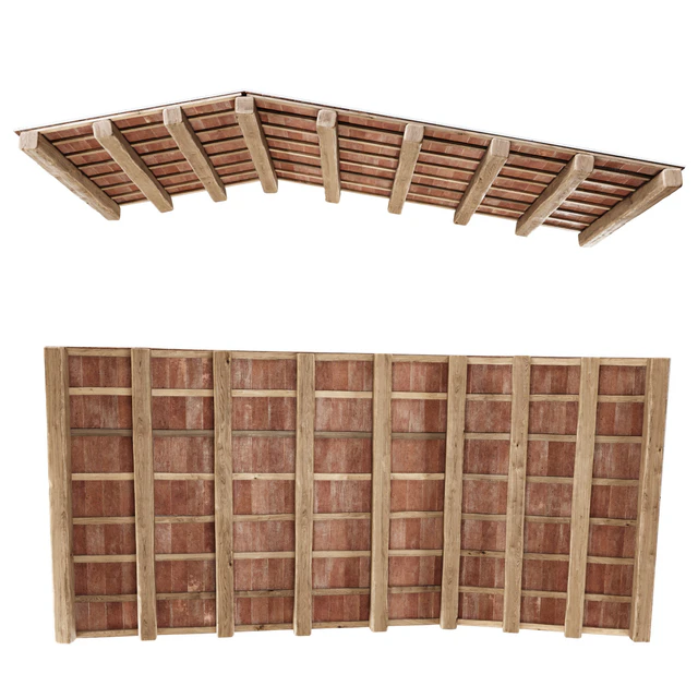 Wooden ceiling with ceramic tiles / Gable wooden ceiling — Descargar