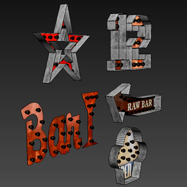 Lighted Metal sign. Set 2 — Скачать