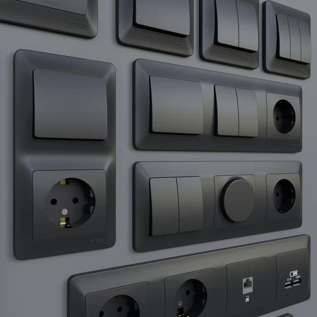 Sockets and switches Schneider Electric Glossa | Graphite — Descargar
