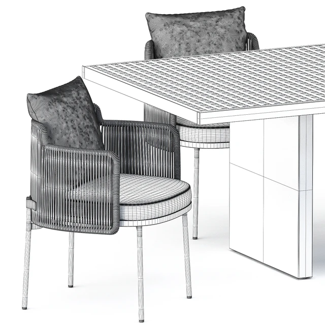 TAPE CORD chair and Quadrado Table by Minotti — Скачать