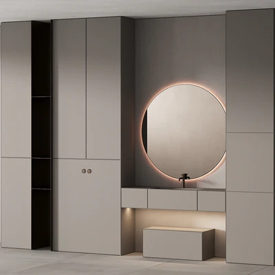 249 bathroom furniture 07 minimal modern round mirror — Вид 2