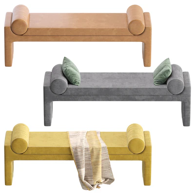 Coco Republic Bleecker Bench Velvet and Leather 8 set — Ver 4