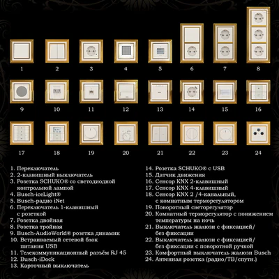 Розетки и переключатели Abb Dynasty, полированная латунь — Вид 2