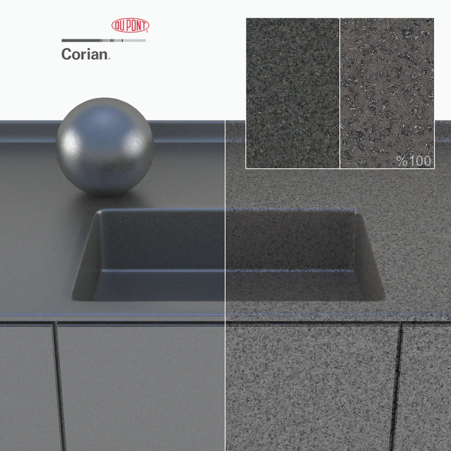 Dupont Corian Kitchen Countertops Black 3 — Скачать