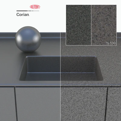 Dupont Corian Kitchen Countertops Black 3 — Вид 2