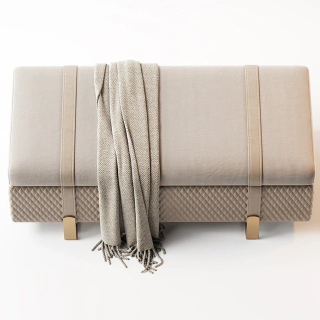 Modern Italian Designer Quilted Leather Ottoman Bench — Descargar