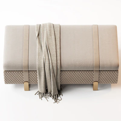 Modern Italian Designer Quilted Leather Ottoman Bench — Ver 3