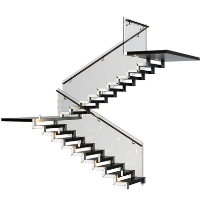 Stairs made of granite, metal and glass with illumination Astro 7481 Borgo 43 — Ver 1