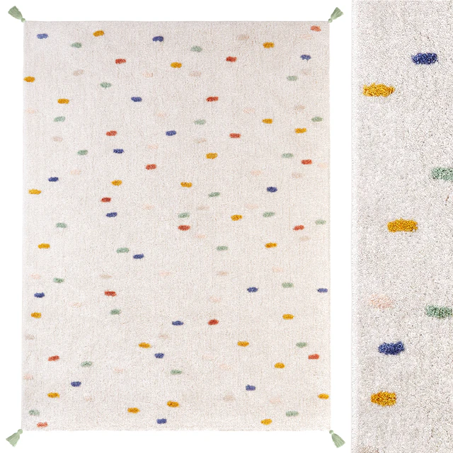 Polka dot carpet with pompoms Zara Home Colored Polka Dot Pompom — Descargar