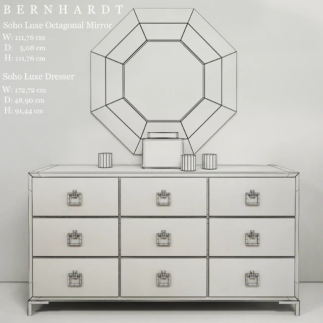 BERNHARDT Soho Luxe Dresser / Soho Luxe Octagonal Mirror — Descargar
