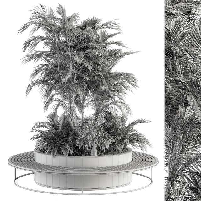 Urban Furniture / Architecture Bench with Plants- Set 16 — Descargar