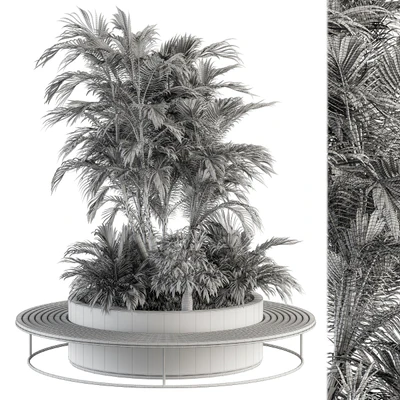 Urban Furniture / Architecture Bench with Plants- Set 16 — Ver 2