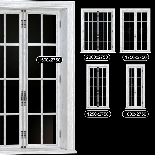 PART 1 COLLECTION FRENCH WINDOWS 1000-2000 mm (V-ray Corona) — Download
