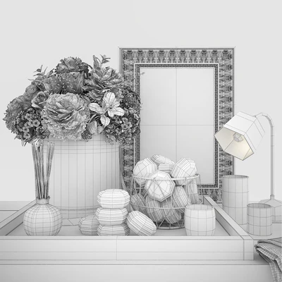 Flowers & macarons decorative set — Ver 2