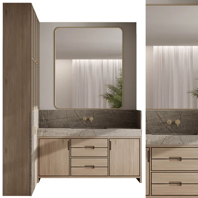 L-shaped Bathroom furniture by inbani faucet set 89 — Ver 1