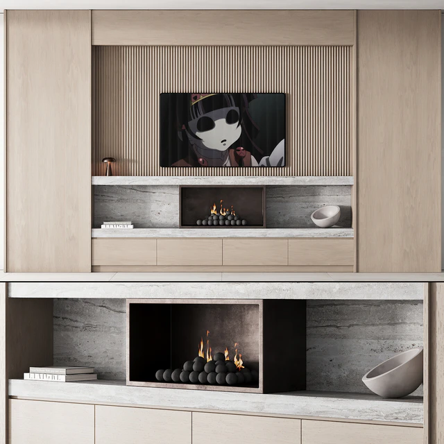 150 tv wall kit 02 modern japandi oak wood 02 — Скачать