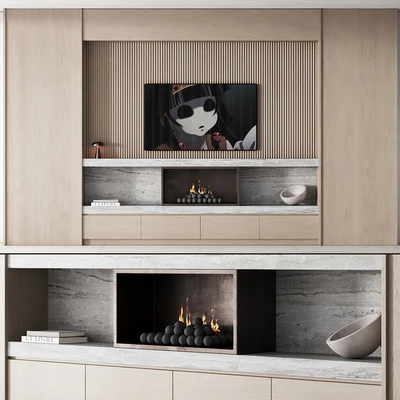 150 tv wall kit 02 modern japandi oak wood 02 — Вид 1