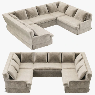 Restoration Hardware Belgian Classic Roll Arm Slipcovered U-Sofa Sectional — Вид 1