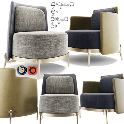 Minotti Tape Armchair Set — Ver 1