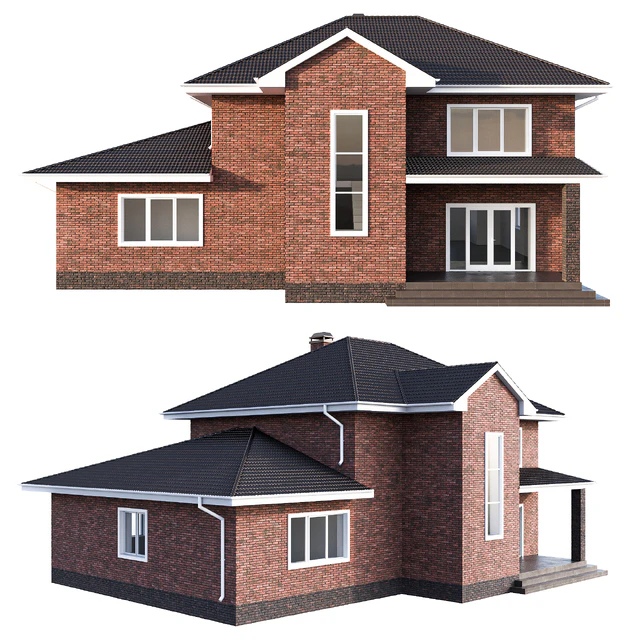 Two-storey brick house with a pitched roof — Descargar