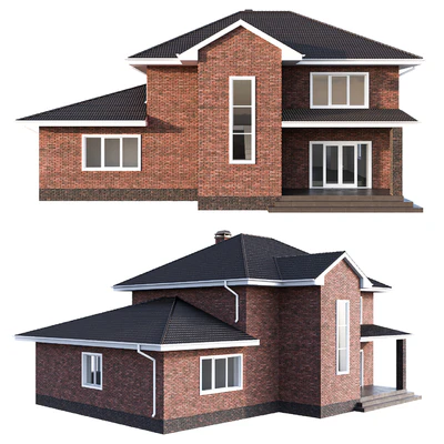 Two-storey brick house with a pitched roof — Ver 4