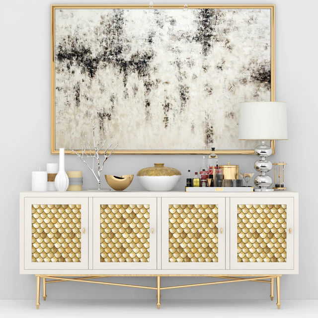 Designer chest of drawers with alcohol and lamps — Descargar