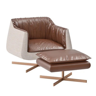 BLEU NATURE WAKI sofa 1 place + footstool — Ver 1