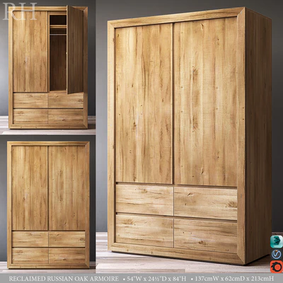 RECLAIMED RUSSIAN OAK ARMOIRE — Вид 1