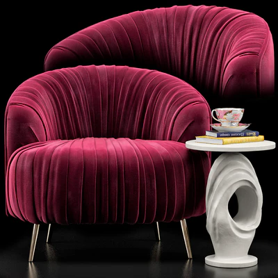 Opal Accent Chair, Papier Mache Wave Side Table — Вид 1