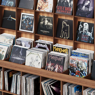 Rack with vinyl records for home or store — Ver 3