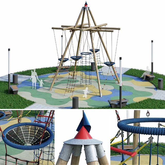 Children's play rope complex. Playground — Descargar