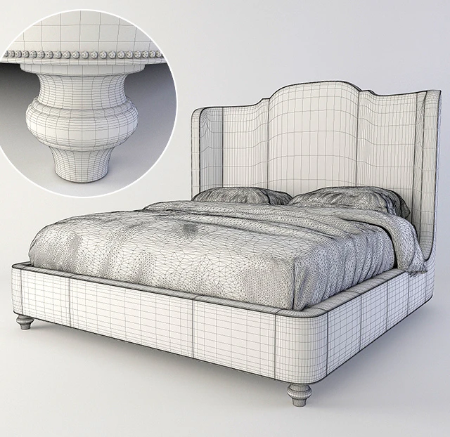 Bed Bernhardt Antiquarian Upholstered Bed (365-H66-FR66) — Descargar