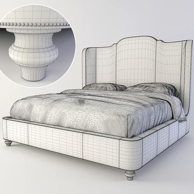 Bed Bernhardt Antiquarian Upholstered Bed (365-H66-FR66) — Ver 2