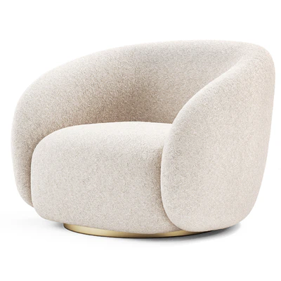 EICHHOLTZ Swivel Armchair BRICE Boucle Cream — Ver 3