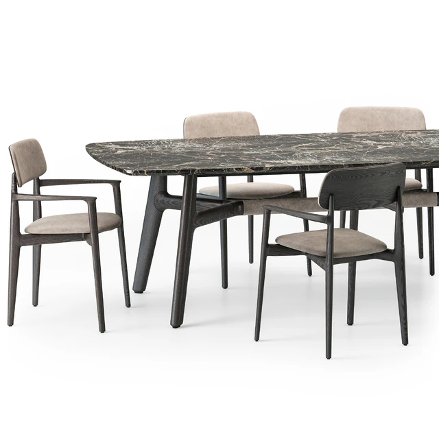 Poliform Curve dining table armchair set — Скачать