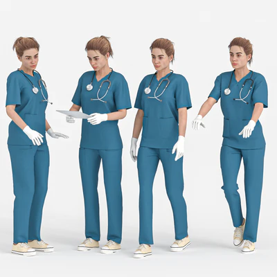 Nurse Woman in 04 Poses — Ver 1