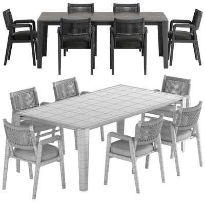 Flexform Ortigia chair Iseo table set — Ver 2