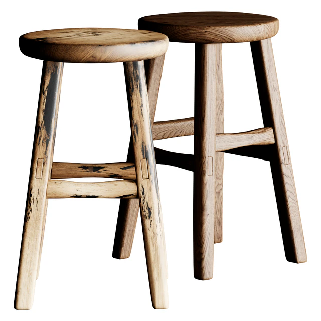 French Wooden Stool or Side Table — Descargar