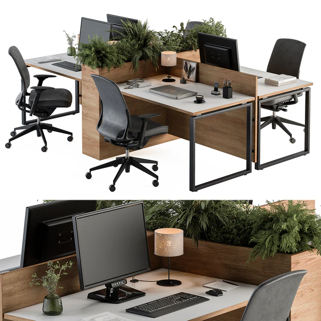 Employee Set Wood and Black Plant Box Divider - Office Furniture 336 — Descargar