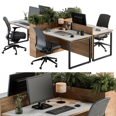 Employee Set Wood and Black Plant Box Divider - Office Furniture 336 — Ver 3