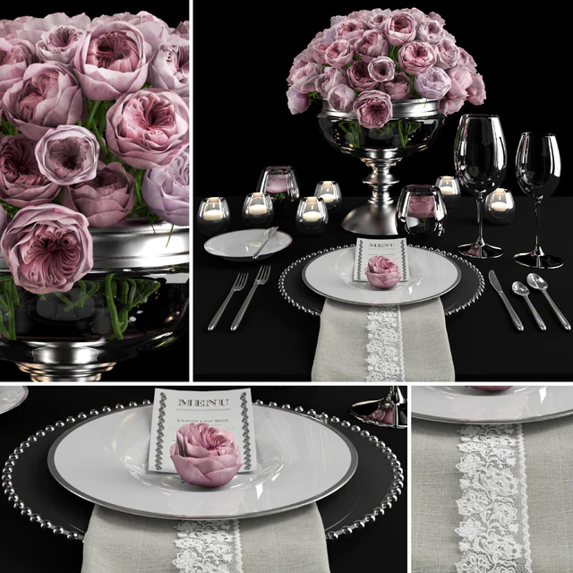 Сервировка с розами/Table setting with roses — Скачать