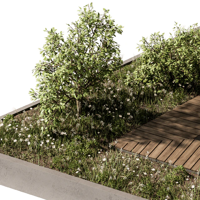Urban Furniture / Architecture Bench with Plants- Set 24 — Descargar