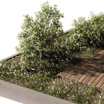 Urban Furniture / Architecture Bench with Plants- Set 24 — Ver 4