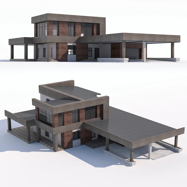 A modern two-storey house with an attached garage and a canopy. — Descargar