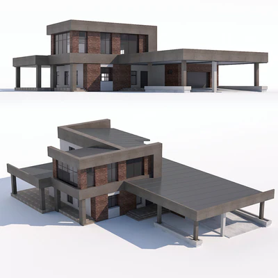 A modern two-storey house with an attached garage and a canopy. — Ver 1