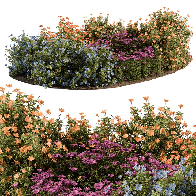 Garden Set colorful Flower Bush  - Outdoor Plants Set 424 — Скачать