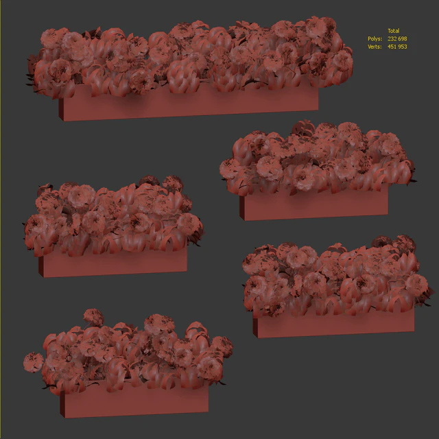 Hydrangea plant in a flowerpot for the facade. 5 models — Descargar